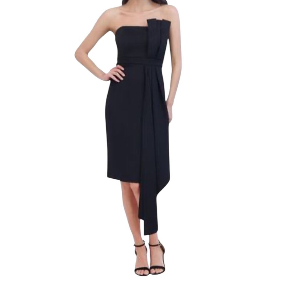 Eliza J Strapless Cocktail Dress Black Size 6 Statement Bow